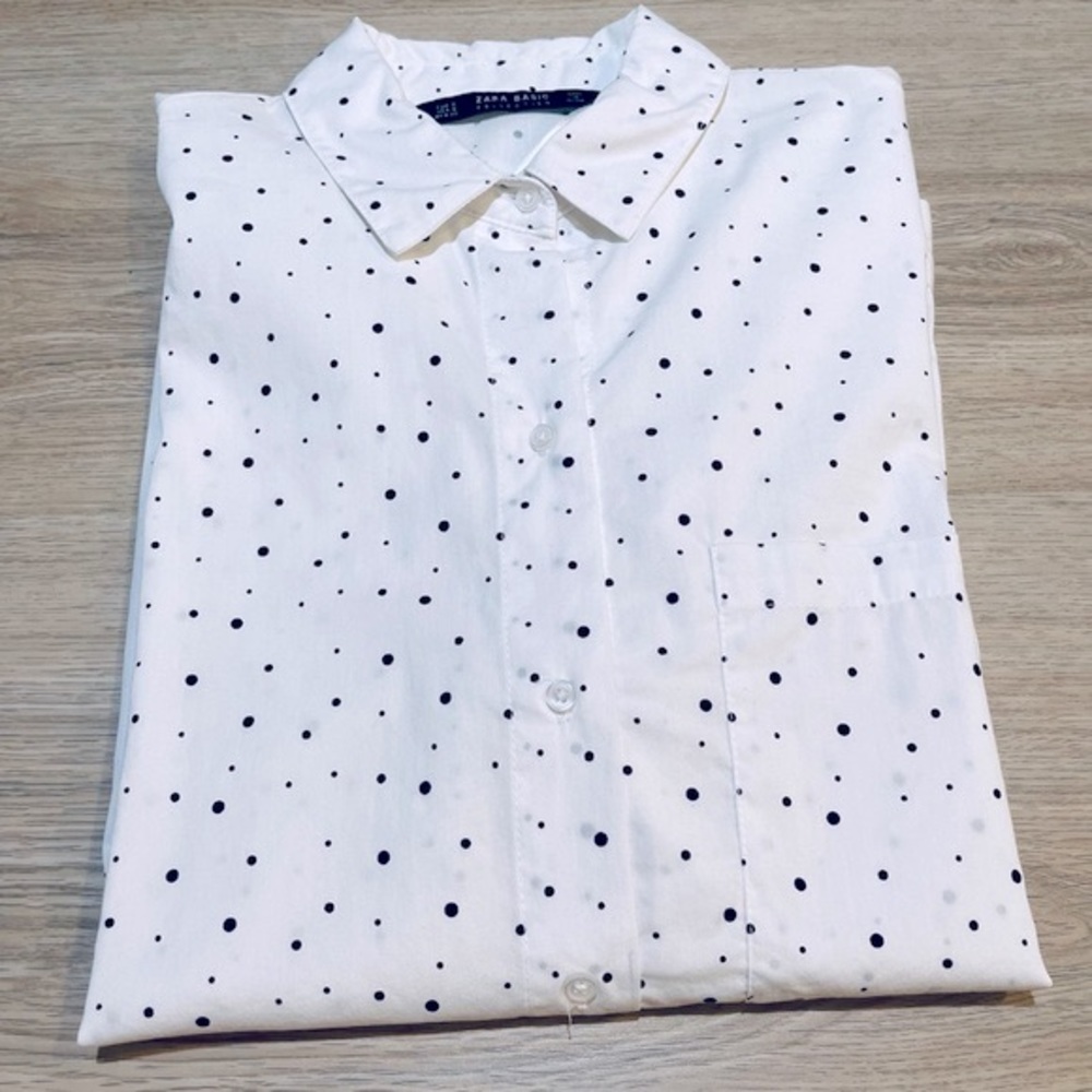 Zara white & black dots shirts，